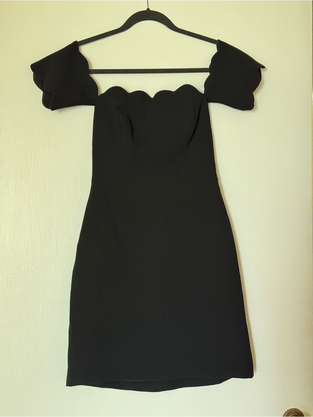 Club Monaco Black Off Shoulder Scalloped Dress